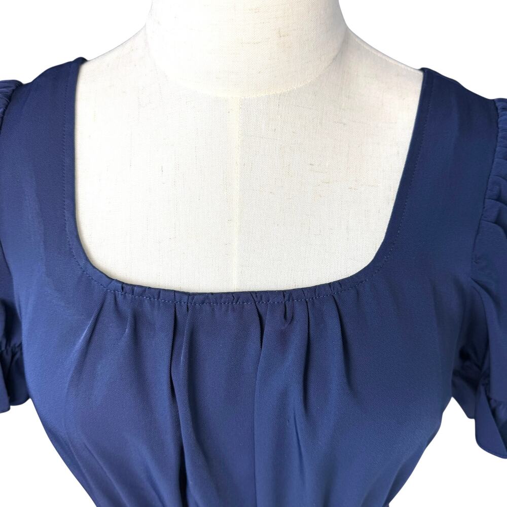 Scarlet Darkness Renaissance Regency Maxi Dress Empire Waist Puff Blue Sleeve S - Picture 5 of 14